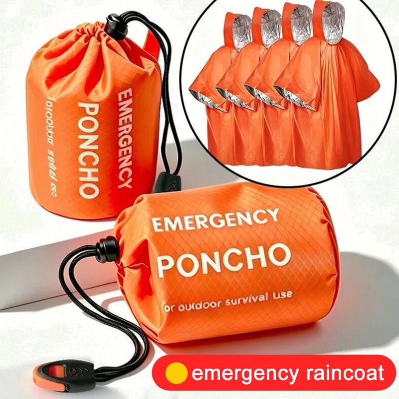 携帯用緊急用レインポンチョキット。防水フード付きレインコート - Emergency Poncho Rain のレビューと価格