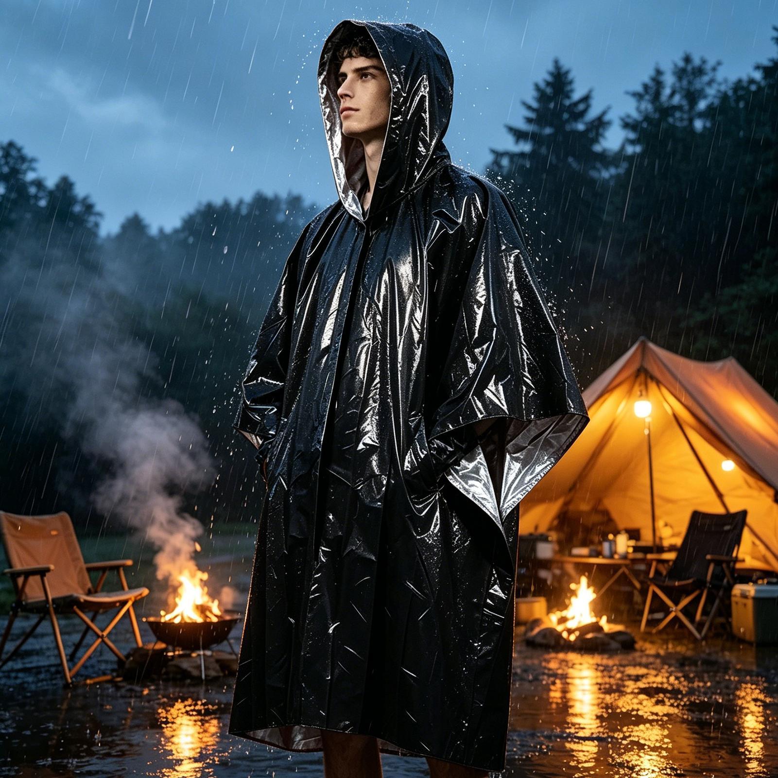 1個入り、緊急用防水フィルム付きレインポンチョ。保温性に優れ - Emergency Poncho Rain のレビューと価格