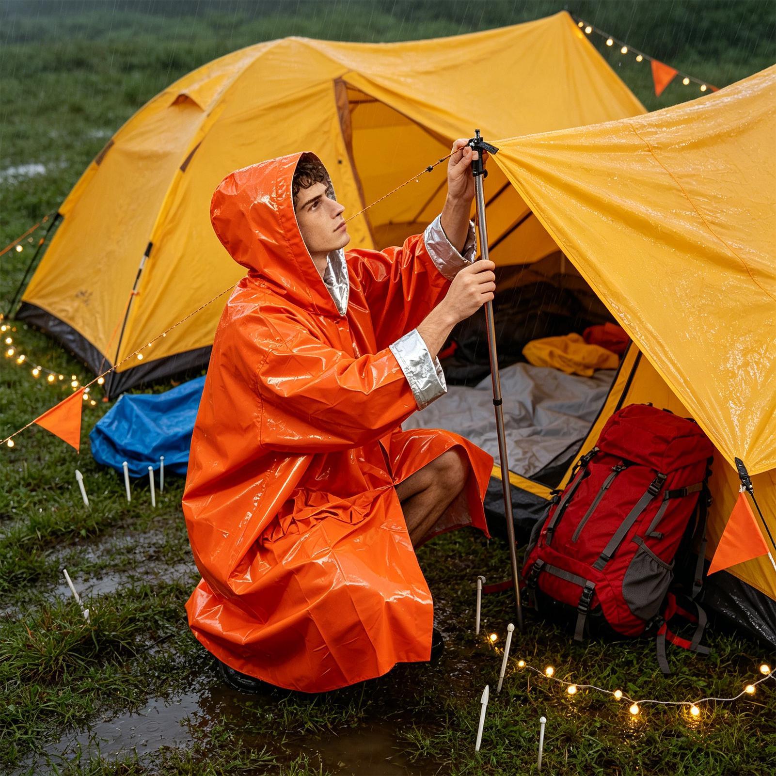 1個入り、緊急用防水フィルム付きレインポンチョ。保温性に優れ - Emergency Poncho Rain のレビューと価格