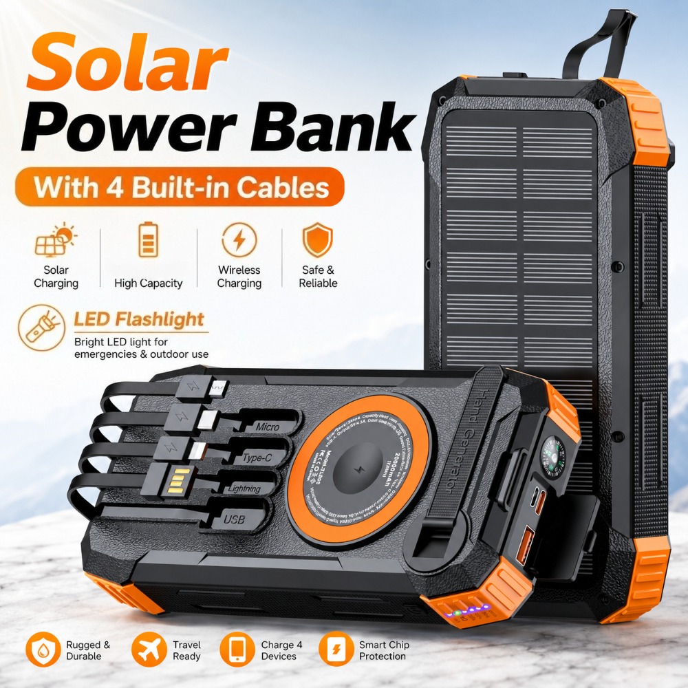 新しい50000mAhソーラーパワーバンク手回し発電機ポータ - Solar Emergency Charger のレビューと価格