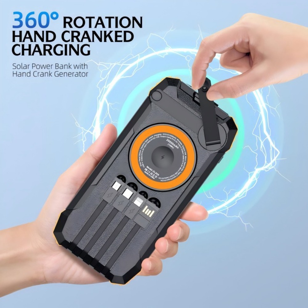 新しい50000mAhソーラーパワーバンク手回し発電機ポータ - Solar Emergency Charger のレビューと価格