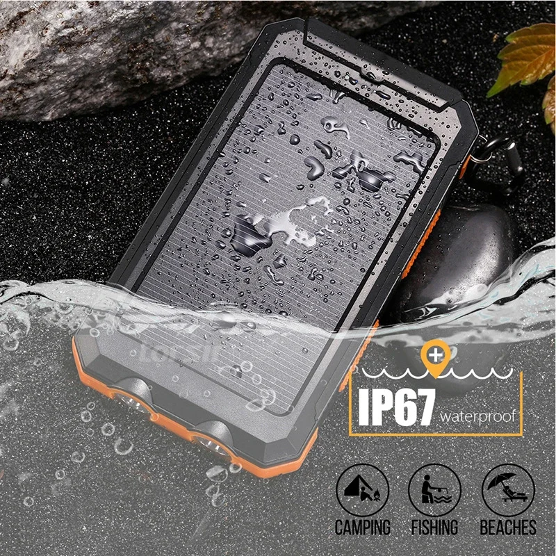 防水仕様のソーラー充電式モバイルバッテリー 20000mAh - Solar Emergency Charger のレビューと価格