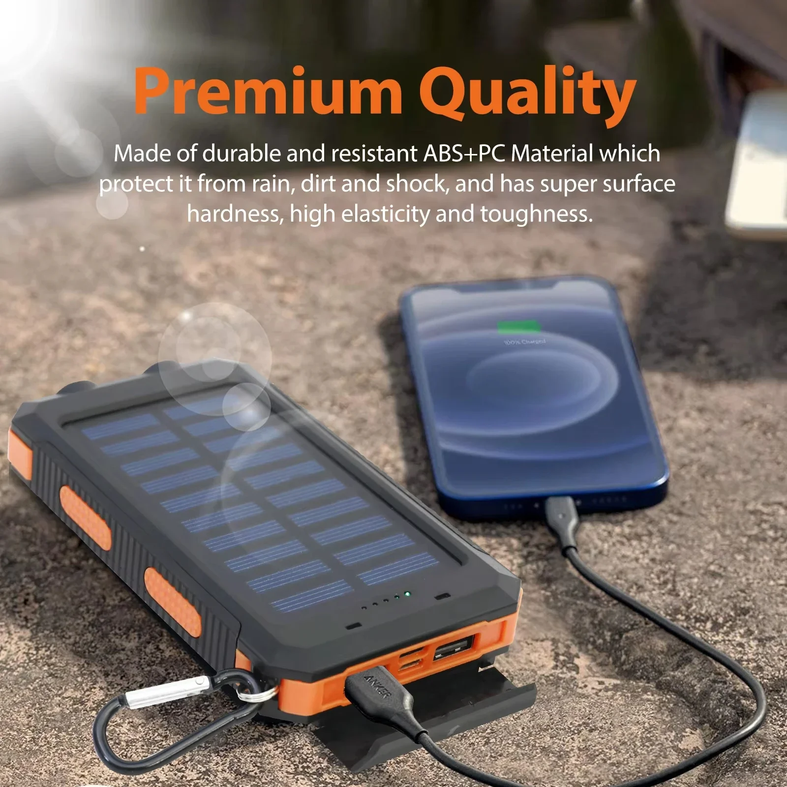 防水仕様のソーラー充電式モバイルバッテリー 20000mAh - Solar Emergency Charger のレビューと価格
