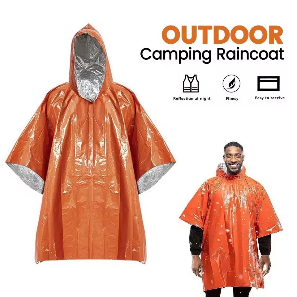 1枚/2枚セットの緊急用レインポンチョ、断熱ブランケット、ア - Emergency Poncho Rain のレビューと価格