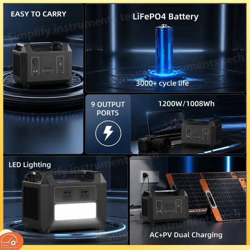 1200Wポータブル電源、600Wソーラー発電機、純正弦波、 - Solar Emergency Charger のレビューと価格